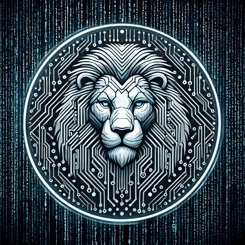 Cyber Lion circuit lion emblem